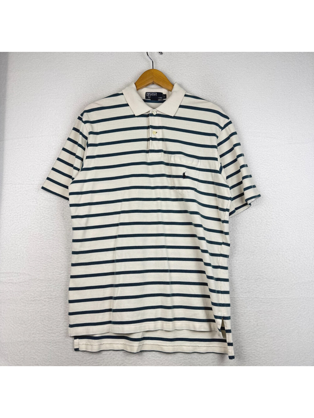 Vintage Polo Ralph Lauren Mens Large Striped Short Sleeve Shirt Made USA Hip Hop